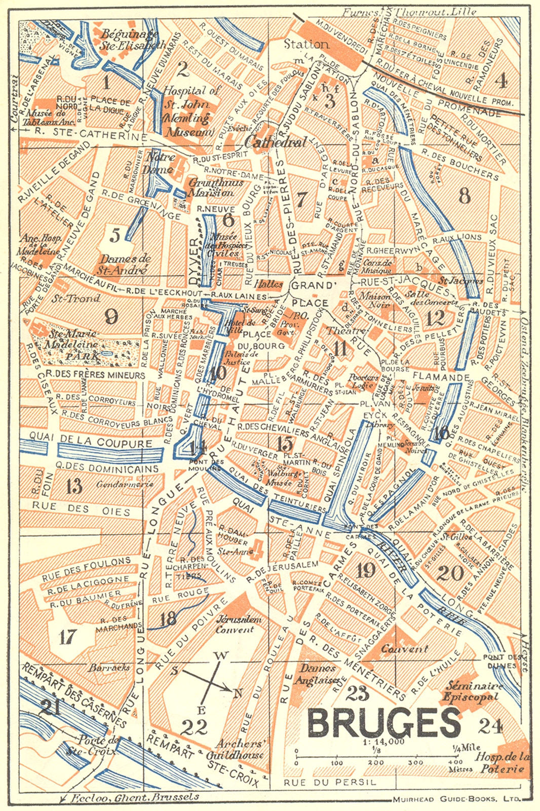 BELGIUM. Brugge 1929 old vintage map plan chart